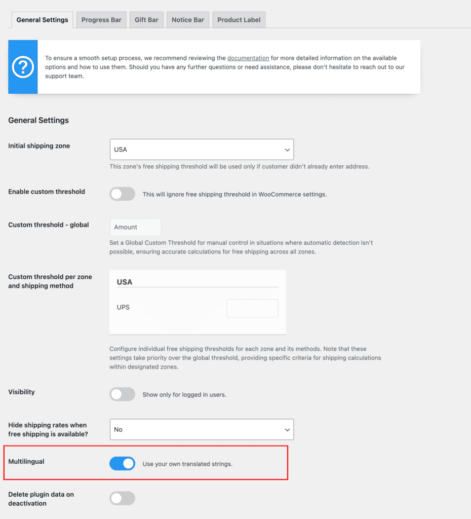 Free Shipping Label and progress bar for woocommrece - multilingual option