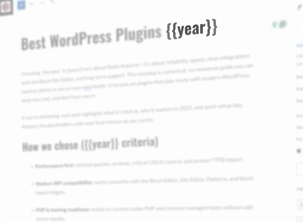 Current year in WordPress title - placeholder