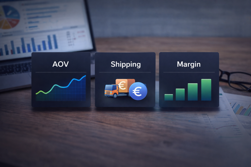 Data charts - Average order value (aov), Shipping Cost, Profit margins