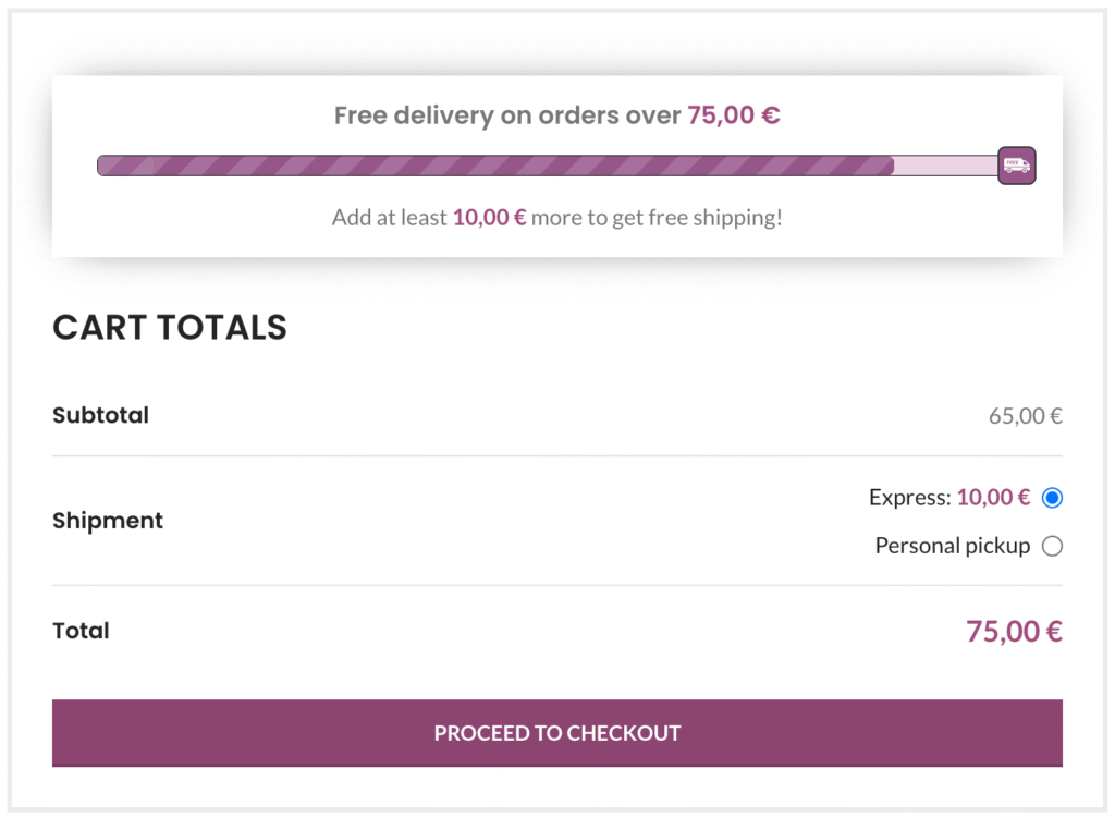 Free shipping progress bar