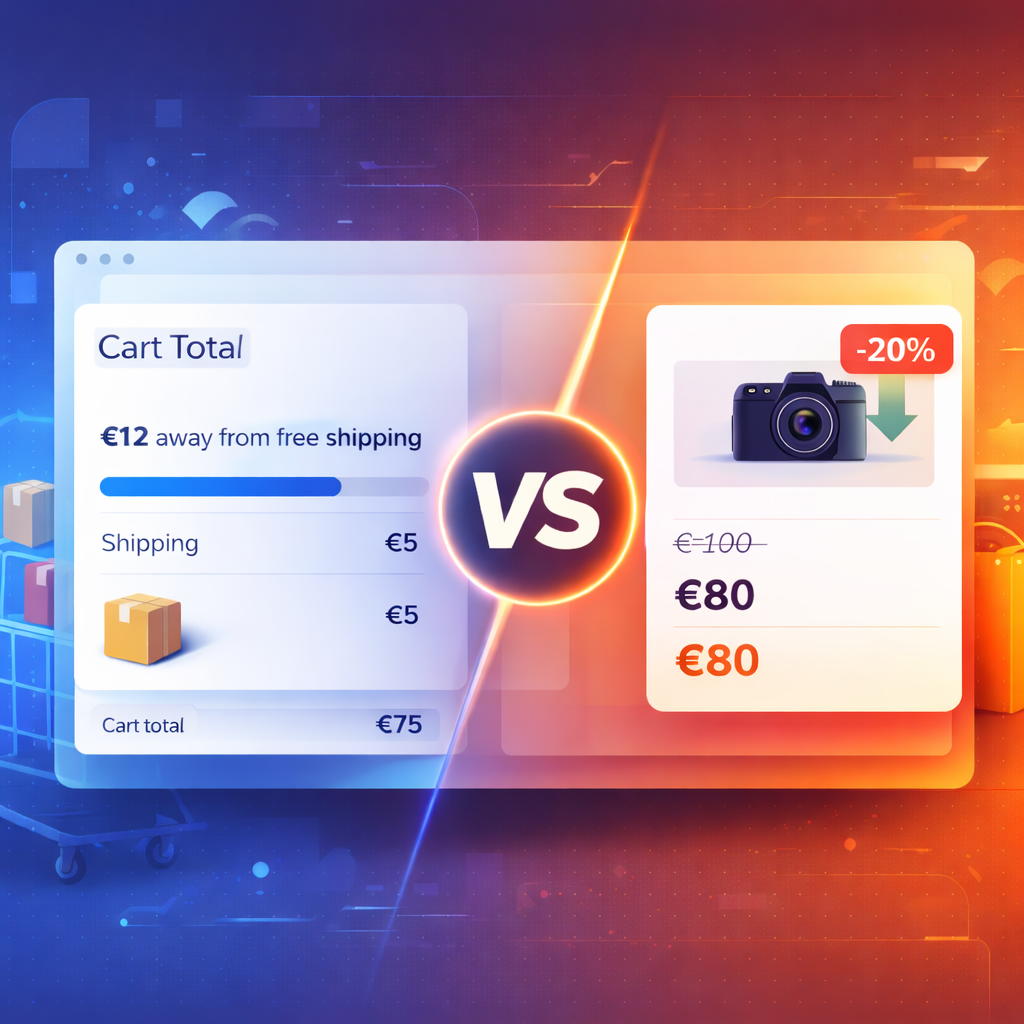 Free shipping threshold vs discount comparison showing how free shipping increases average order value in WooCommerce