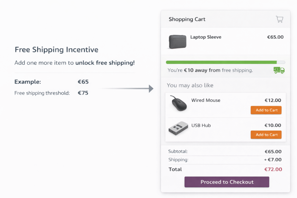 free shipping progress bar combined with cross-sale in the cart