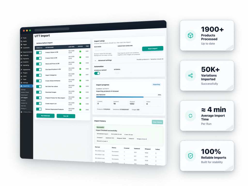 UTT Import dashboard