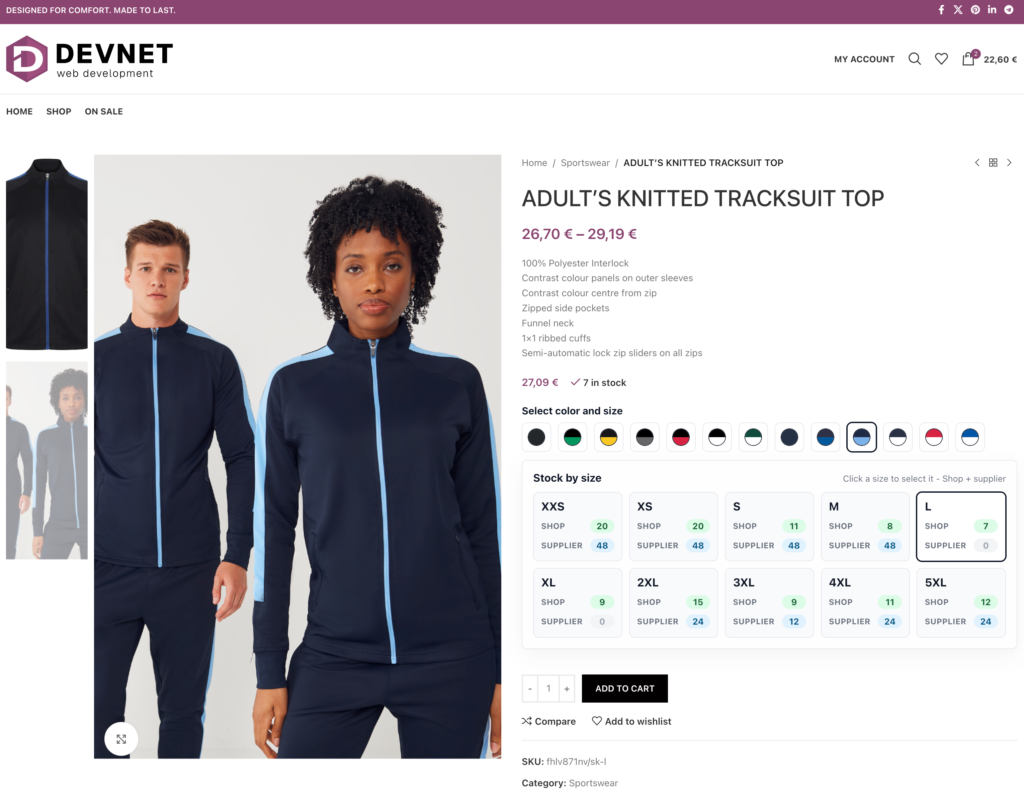 UTT Import - color swatches on the product page