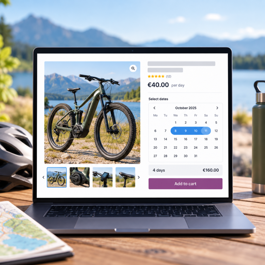 WooCommerce bookable product with a date range booking calendar for bike rental